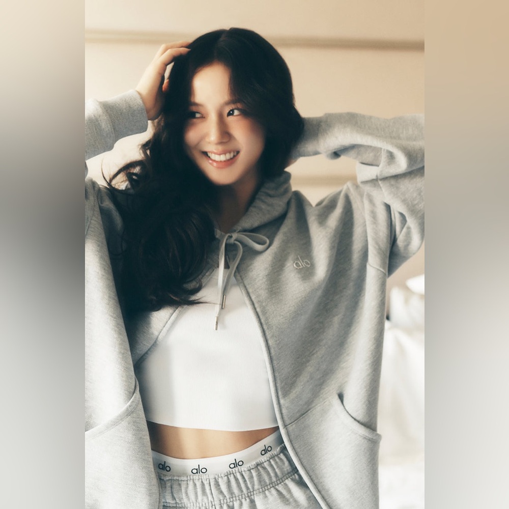 Alo Gray Full Zip Hoodie  - Size medium